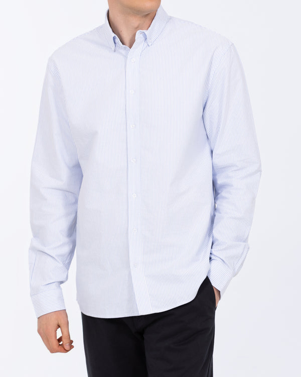 2t Rory Regular Fit Tall Oxford Hemd (blau gestreift)