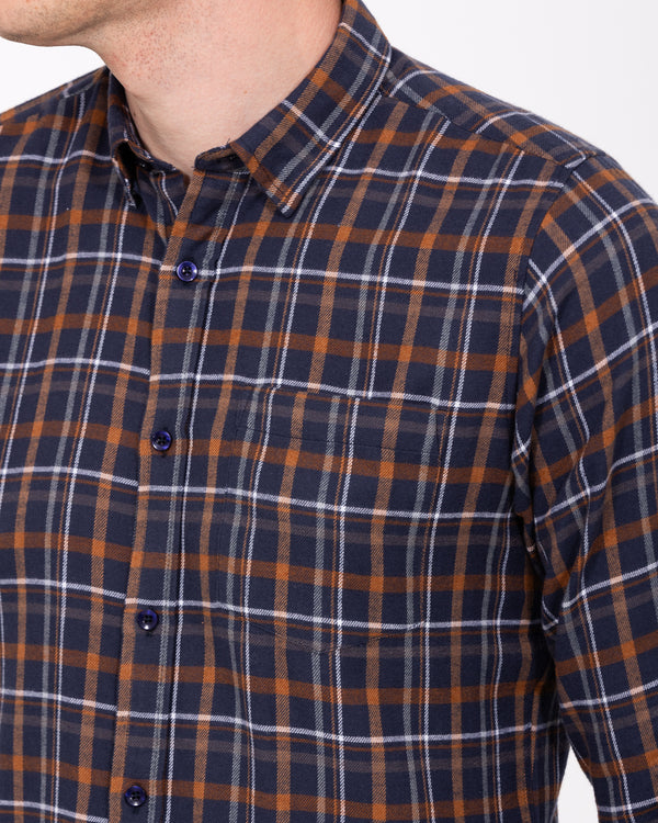 2t Slim Fit Extra Tall Checked Shirt (navy/cream)