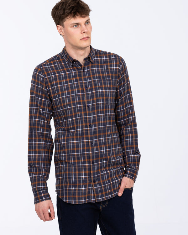 2t Slim Fit Extra Tall Checked Shirt (navy/cream)