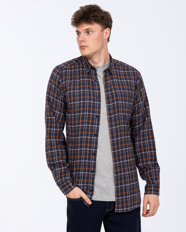 2t Slim Fit Extra Tall Checked Shirt (navy/cream)