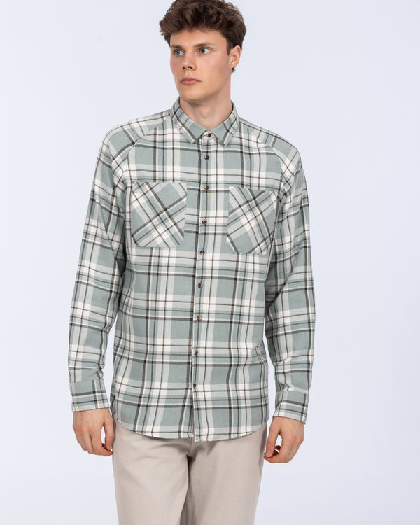 2t Bradley Tall Relaxed Fit Raglan Checked Shirt (aqua/ecru)