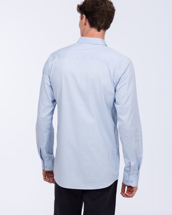 2t Slim Fit Extra Lang Formelles Hemd (blau gemustert)