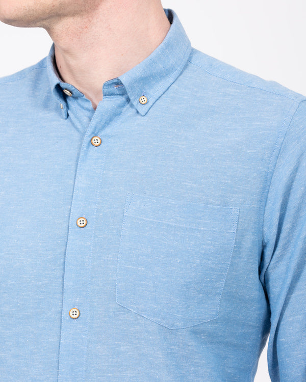 2t Tall Long Sleeve Linen Blend Shirt (mid blue)