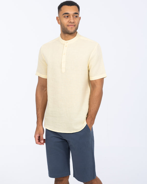 2t Cruz Tall Short Sleeve Linen Blend Shirt (lemon)