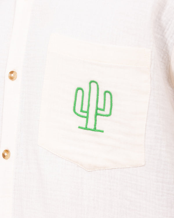 2t Grayson Lang Kurzarm Besticktes Hemd (ecru)