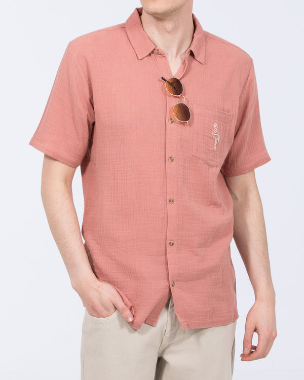 2t Grayson Tall Short Sleeve Embroirdered Shirt (pink)