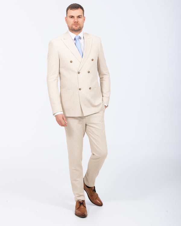 2t hoher Baumwoll-Leinen Zweireiher-Anzug (Hafer)