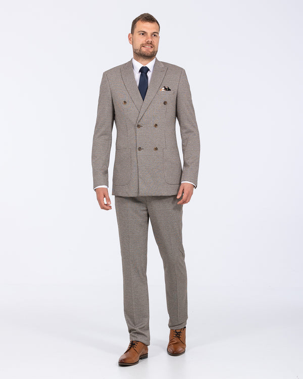Skopes Cannon Slim Fit Tall Double Breasted Suit (blue/brown)