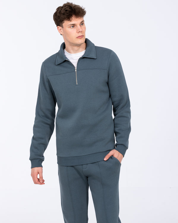 2t Elijah Tall Quarter Zip Sweatshirt (petrol blue)