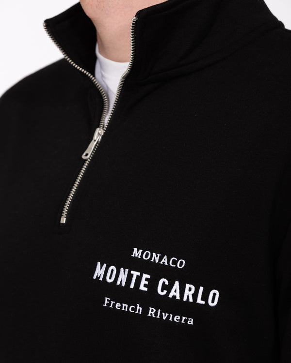 2t Wyatt Tall Quarter Zip Embroidered Sweatshirt (black)