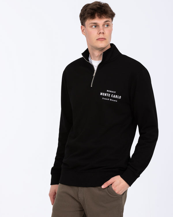 2t Wyatt Tall Quarter Zip Embroidered Sweatshirt (black)
