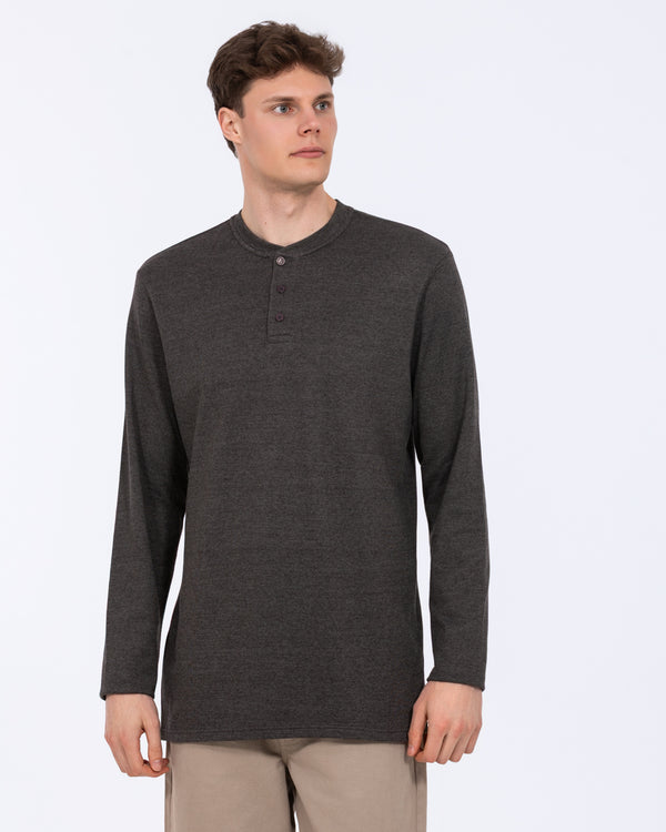 2t T-shirt met lange mouwen en Henley-kraag, tall fit, zware kwaliteit (gemêleerd antraciet)
