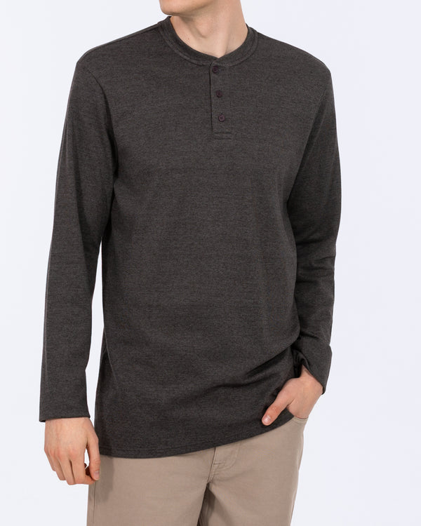 2t T-shirt met lange mouwen en Henley-kraag, tall fit, zware kwaliteit (gemêleerd antraciet)