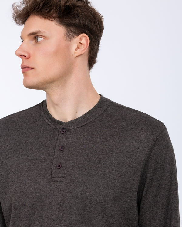 2t T-shirt met lange mouwen en Henley-kraag, tall fit, zware kwaliteit (gemêleerd antraciet)