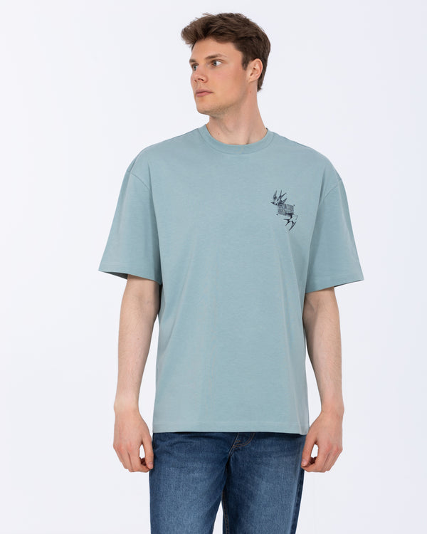 2t Brad Tall Oversized T-Shirt (printed titanium blue)