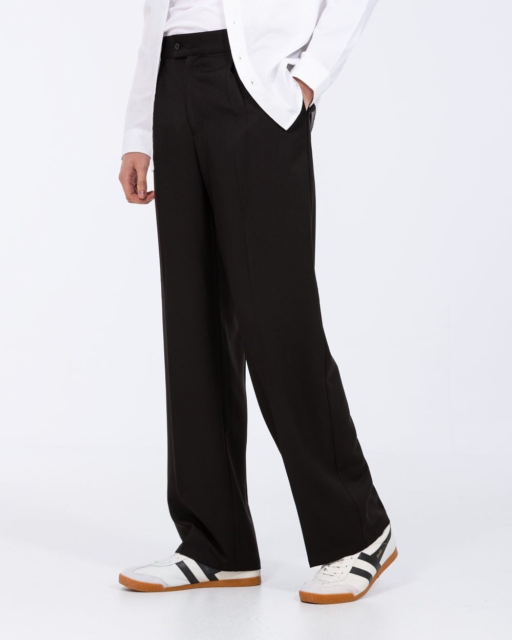 2t Saxon Tall Mens Wide Leg Trousers (black) | Tall Mens Clothing