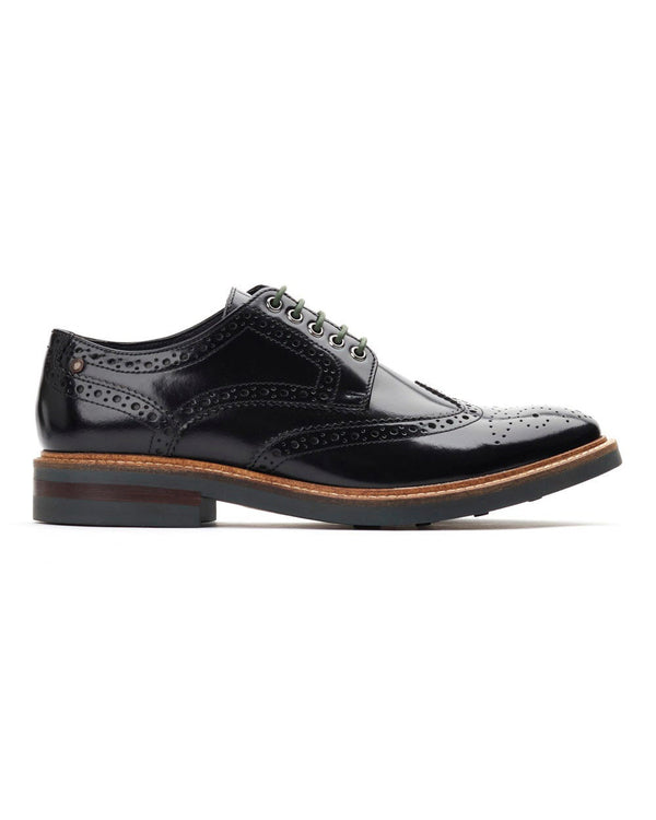 Base London Woburn Lace Up Brogue Shoes (black)