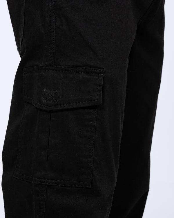 2t Fabio Regular Fit Tall Stretch Cargo Trousers (black)