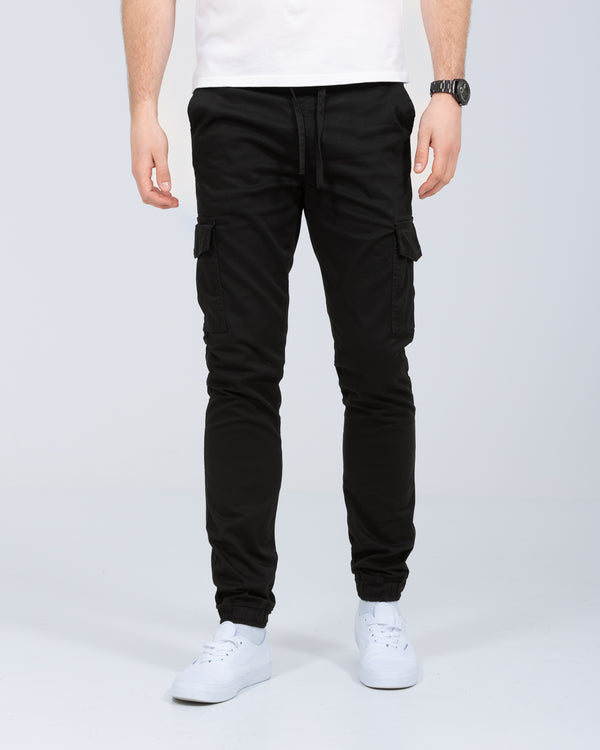 2t Dean Slim Fit Tall Stretch Cargo Trousers (black)