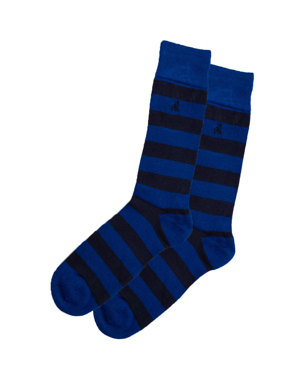 Swole Panda Bamboo Socks 1 Pair (blue/charcoal striped)