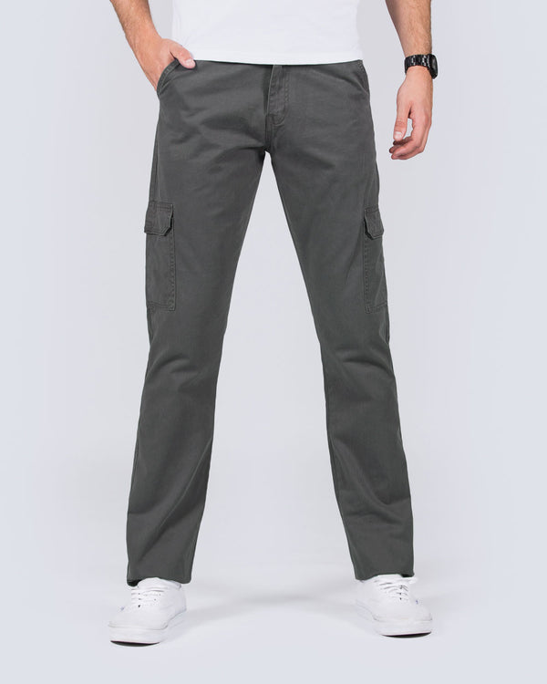 2t Dylan Slim Fit Tall Cargo Trousers (dark grey)