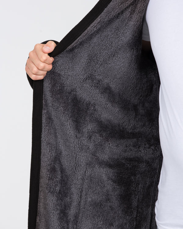 2t Tall Fleece Hooded Dressing Gown (black/charcoal)