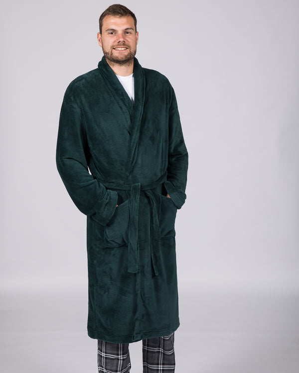 2 m hoher Fleece-Bademantel (flaschengrün)