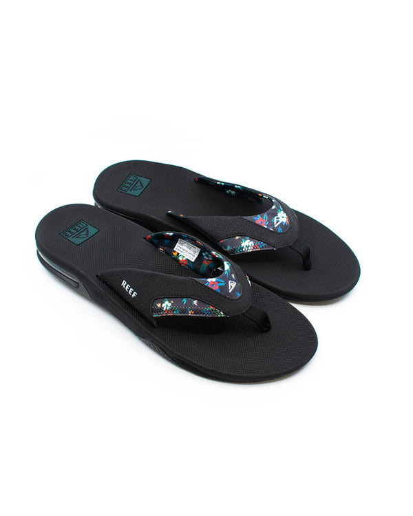 Reef Fanning Flip Flops (black/floral)