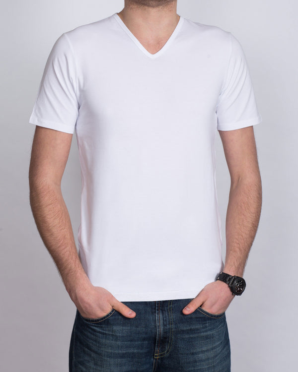 Girav Barcelona Fitted Tall V-Neck (white) Twin Pack