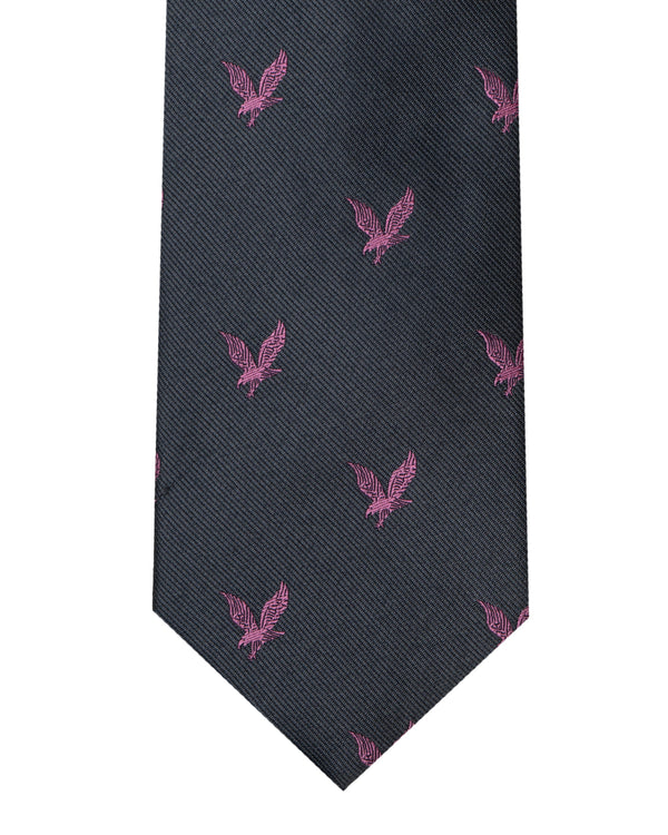 Double Two Extra Long Patterned Tie (grey/pink)