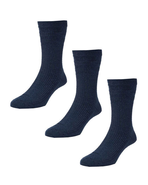 HJ Hall Softop Cotton Socks 3 Pack (navy)