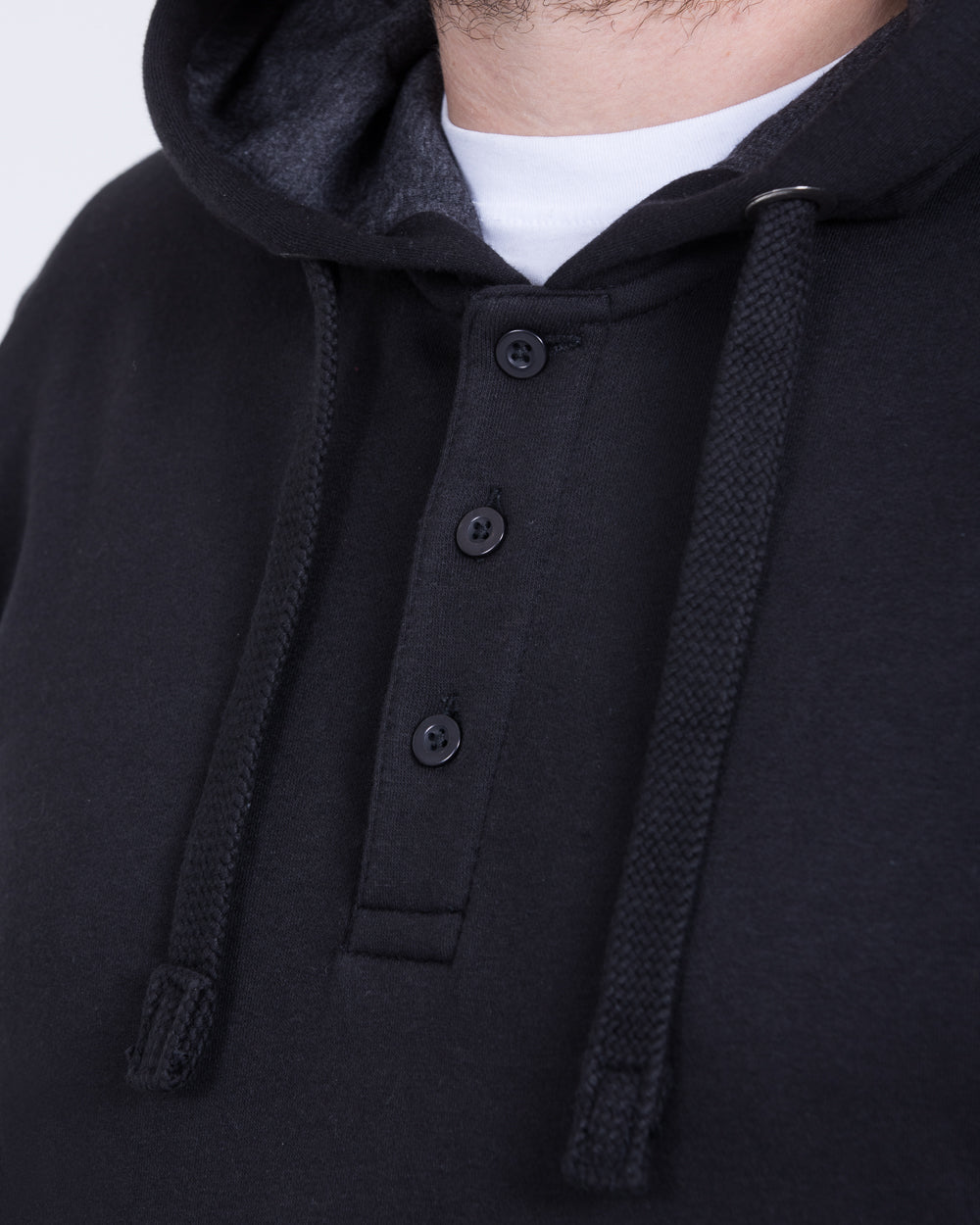 2t Pullover Tall Quarter Button Hoodie (black)