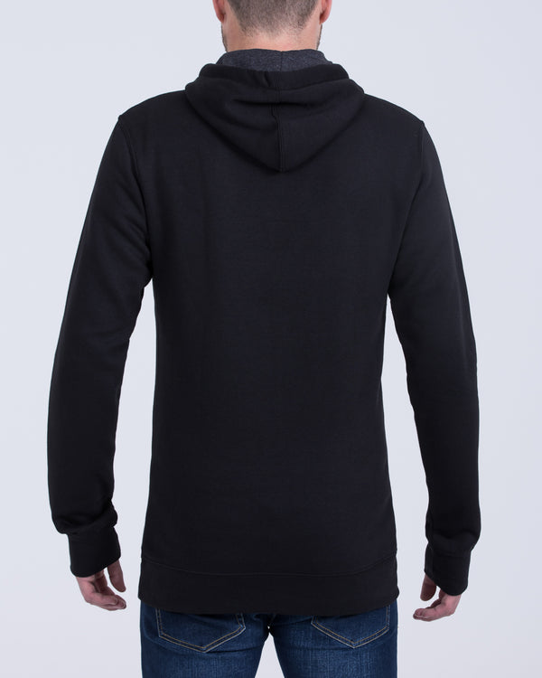 2t Pullover Tall Quarter Button Hoodie (black)