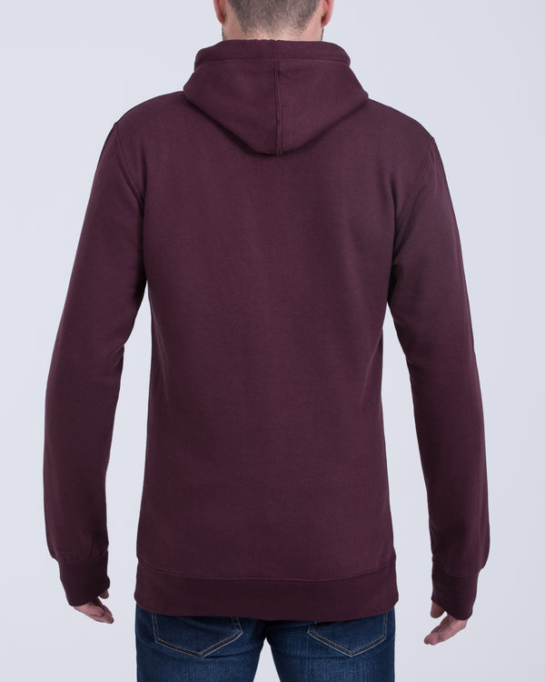 2t Pullover Tall Quarter Button Hoodie (burgundy)