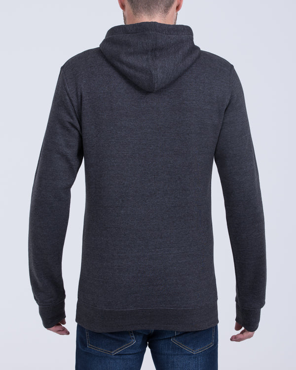 2t Pullover Tall Quarter Button Hoodie (charcoal)