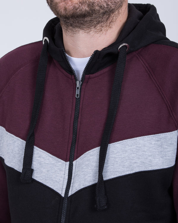 2t Reißverschluss Hoher Chevron Kapuzenpullover (burgunderrot)