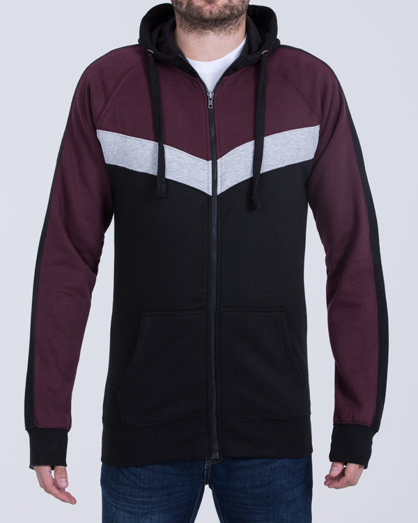2t Reißverschluss Hoher Chevron Kapuzenpullover (burgunderrot)