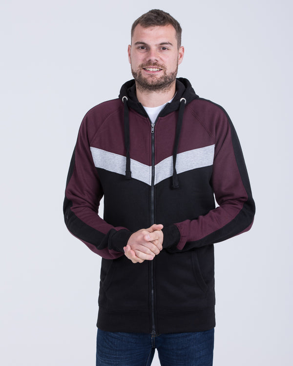 2t Reißverschluss Hoher Chevron Kapuzenpullover (burgunderrot)