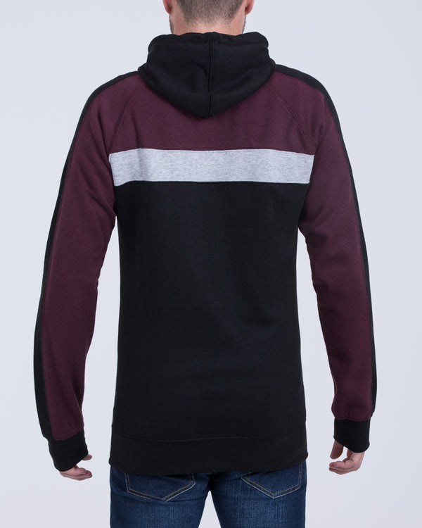 2t Reißverschluss Hoher Chevron Kapuzenpullover (burgunderrot)