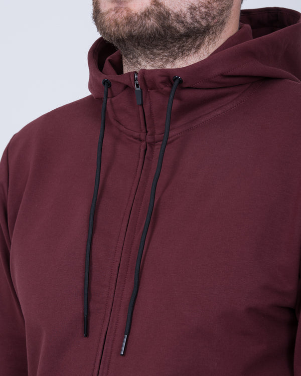 2t Reißverschluss Hoher Declan Hoodie (Weinrot)
