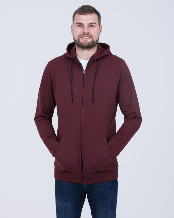 2t Reißverschluss Hoher Declan Hoodie (Weinrot)