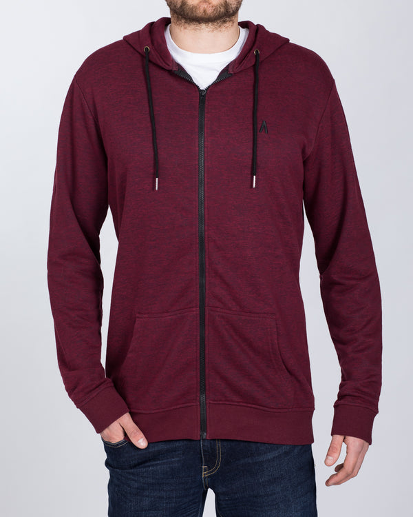 2t Zip Up Tall Hoodie (burgundy marl)