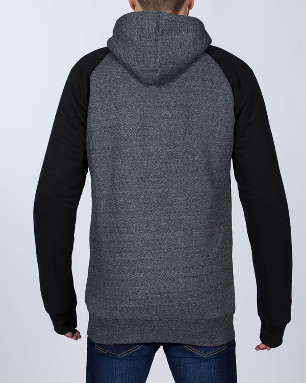 2t Zip Up Raglan Tall Sherpa Hoodie (grey/black)