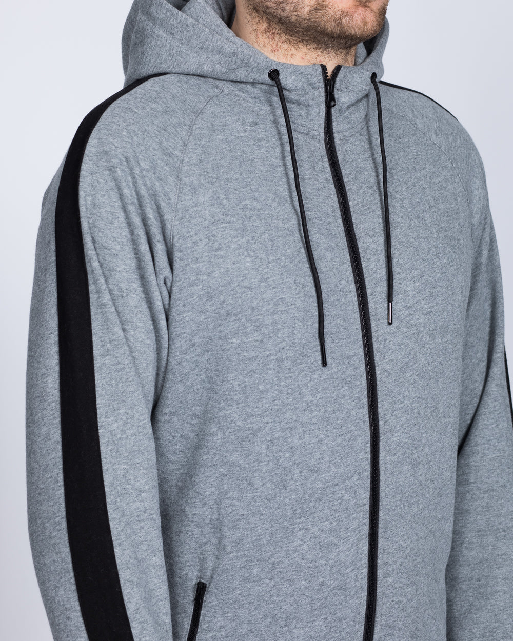 2t Zip Up Tall Striped Riley Hoodie (charcoal)