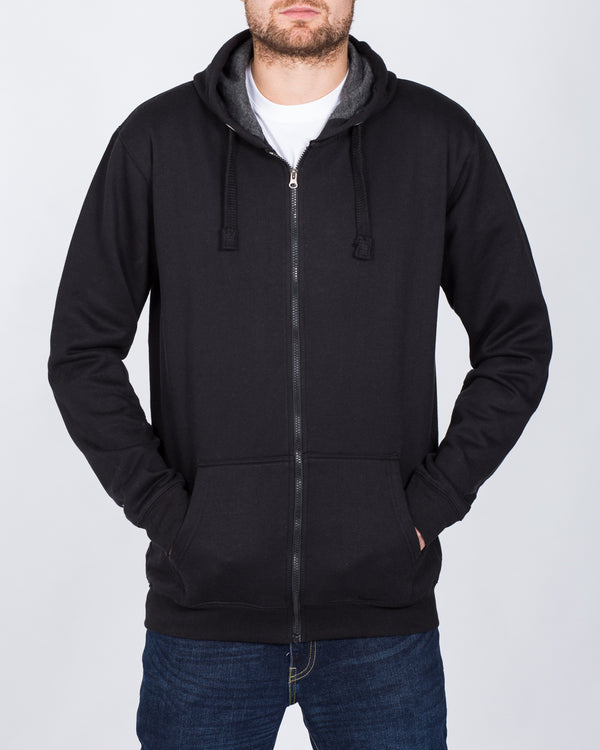 2t Zip Through Tall Hoodie (black)