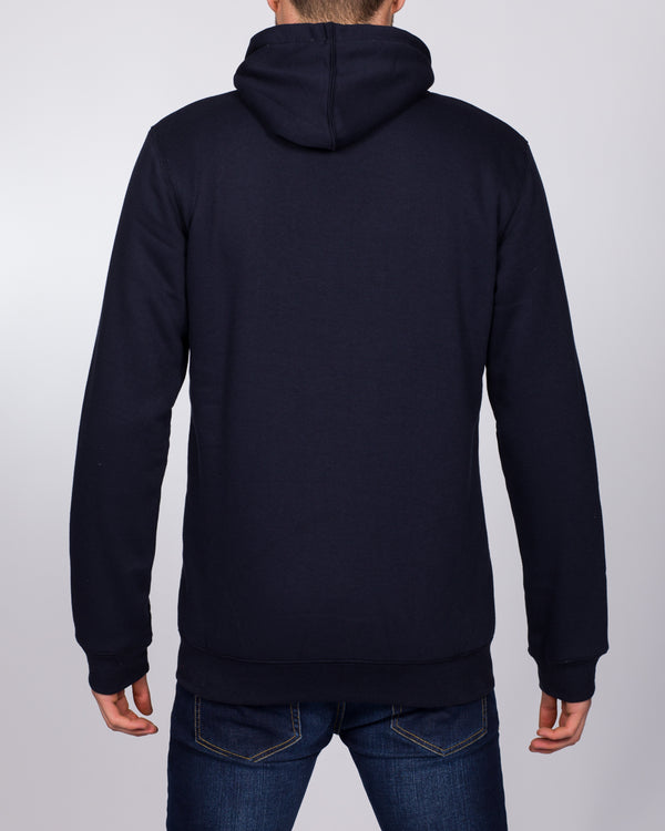 2t Reißverschluss Hoher Sherpa-Hoodie (Marineblau)