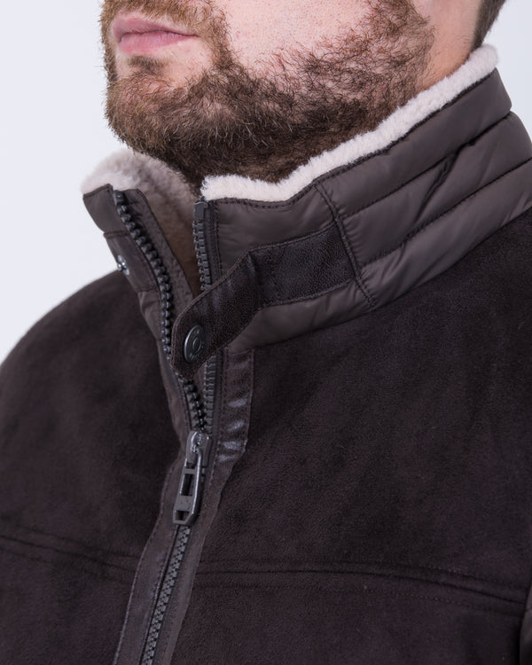 Cabano Tall Suede Look Puffer Jacket (dark brown)