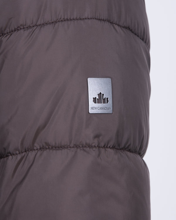 Cabano Tall Suede Look Puffer Jacket (dark brown)