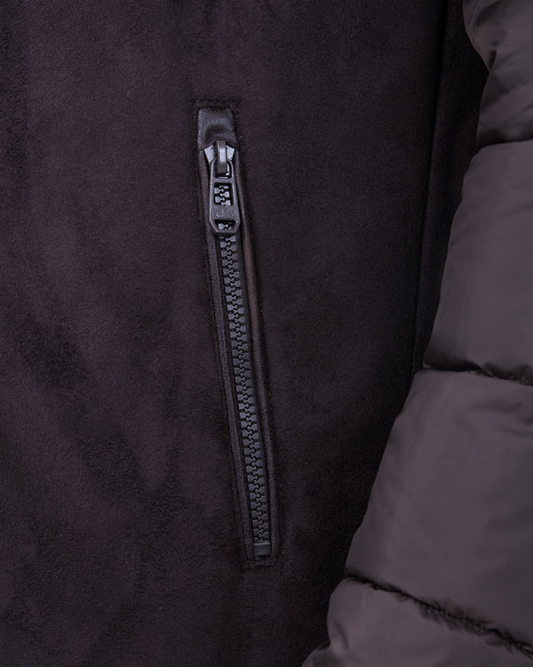 Cabano Tall Suede Look Puffer Jacket (dark brown)