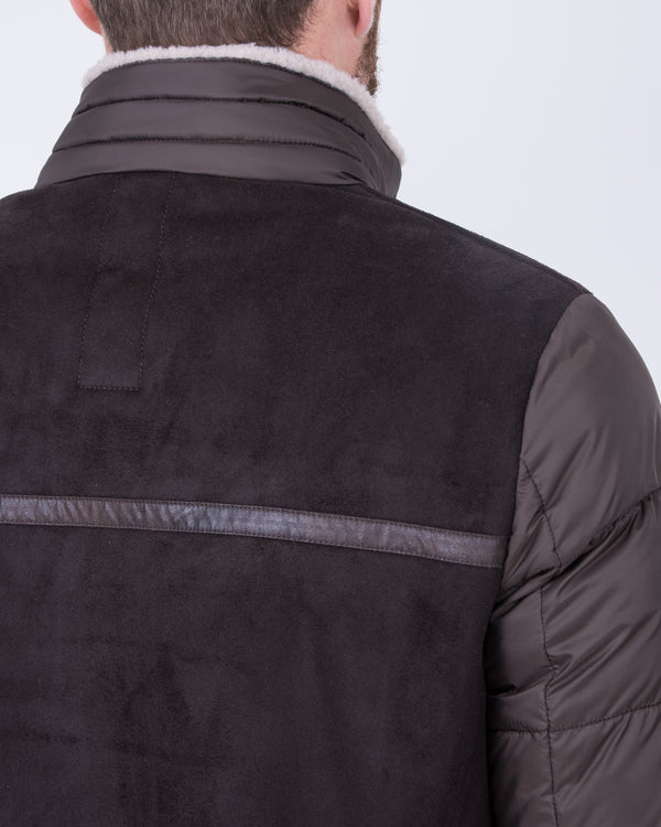 Cabano Tall Suede Look Puffer Jacket (dark brown)